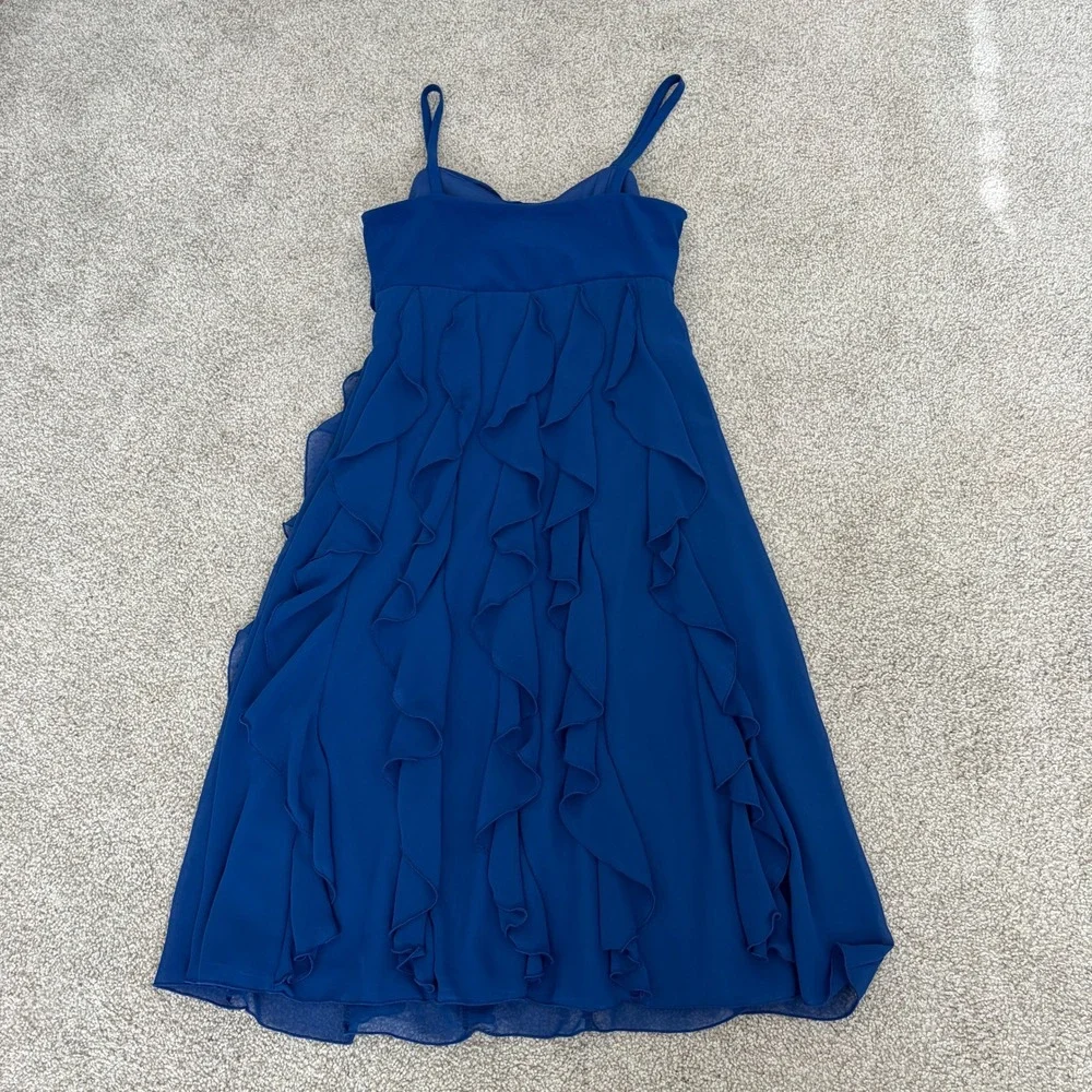 Joseph Ribkoff Y2K Ruffle Cocktail Dress Womens 6 Blue Empire Waist - Picture 8 of 9